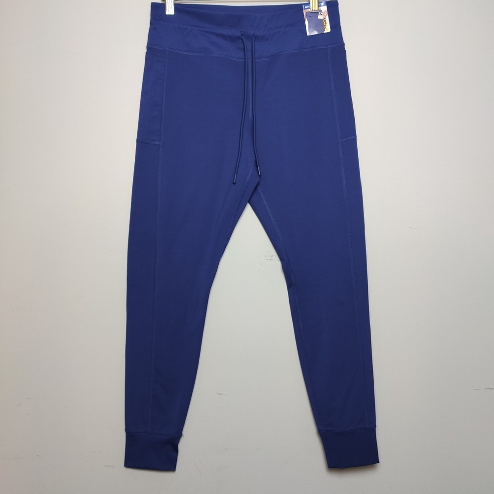 Lole Solid Blue Athletic Jogger Pants Side Pockets Drawstring Size Large